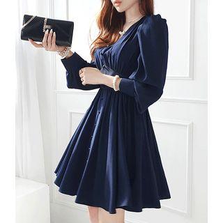 Button-up Mini Swing Dress