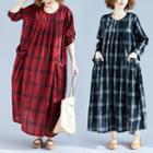 Long-sleeve Plaid Maxi Dress