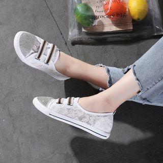 Embellished Lace Panel Sneakers