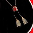 Faux Crystal Chinese Opera Alloy Tassel Pendant Necklace As Shown In Figure - One Size
