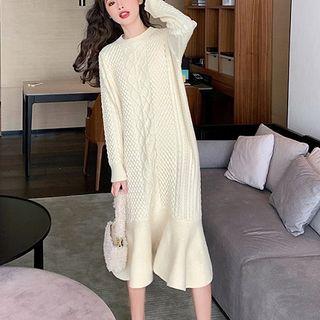 Flared-hem Midi Sweater Dress