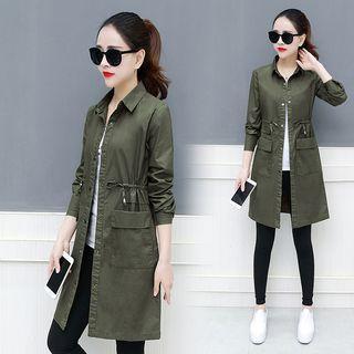 Drawstring Waist Button Top