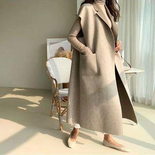 Cap-sleeve Sashed Long Coat