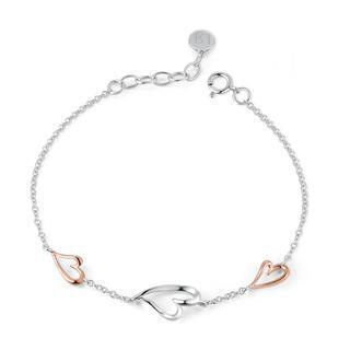 Left Right Accessory - 9k/375 Rose And White Gold Heart Bracelet 6.5