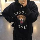 Cheetah Printed Hoodie Black - One Size