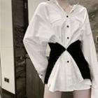 Color-block Panel Loose-fit Blouse As Shown In Figure - One Size