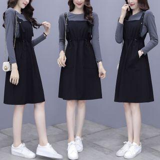 Set: Drawstring Jumper Dress + Long Sleeve Top