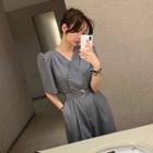 Short-sleeve Double Breasted Jumpsuit
