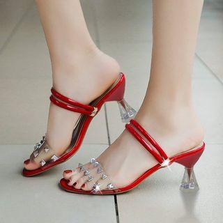 Studded Pvc Strap High Heel Sandals