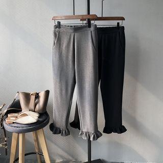 Ruffled Slim-fit Pants