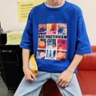 Elbow-sleeve Graphic Print T-shirt
