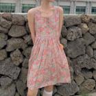 Sleeveless Floral A-line Dress As Shown In Figure - One Size
