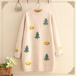 Sheep & Tree Embroidered Sweater