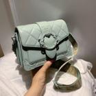 Wide Strap Quilted Flap Crossbody Bag