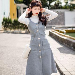 Mock-neck Knit Top / Midi Jumper Dress / Set