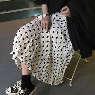 Polka Dot A-line Midi Crinkle Skirt