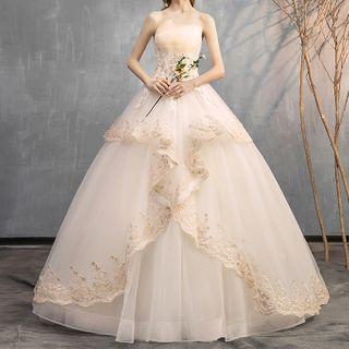Embroidered Tube A-line Wedding Gown