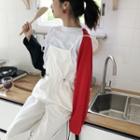 Long-sleeve Color Block T-shirt/ Spaghetti Strap Pinafore Jumpsuit