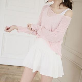 V-neck Sheer Knit Top