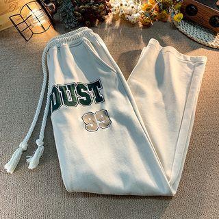 Letter Embroidered Straight Leg Sweatpants