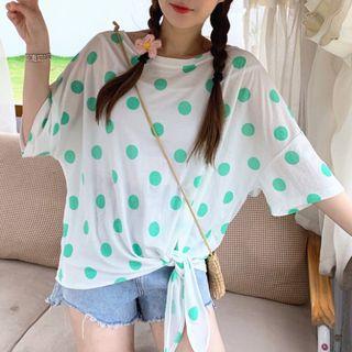 Tie-waist Dotted Top