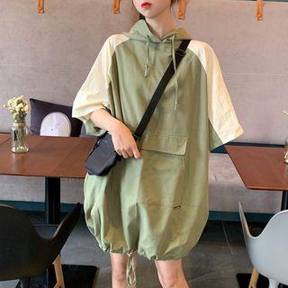 Short Sleeve Hooded Cargo Dress
