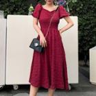 Frilled Square-neck Short-sleeve Dress