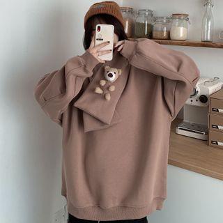 Set: Plain Sweatshirt + Bear Applique Scarf