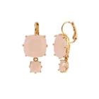 Fashion Simple Plated Gold Geometric Pink Cubic Zirconia Earrings Golden - One Size