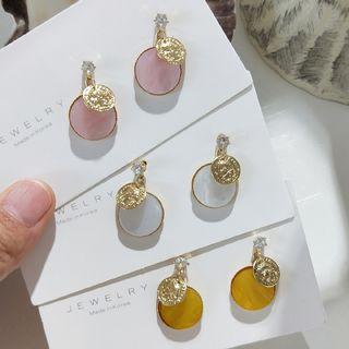 Rhinestone Acetate Disc Dangle Earring