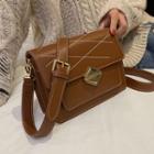 Stitching Faux Leather Flap Crossbody Bag