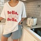 Bella Letter Print T-shirt Ivory - One Size
