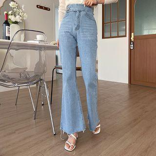 Button-detail Flared Jeans
