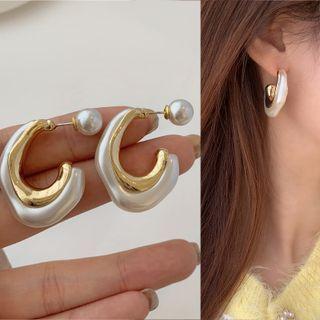 Resin Alloy Earring 1 Pair - White - One Size