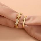 Rhinestone Butterfly Ring 1 Pc - Se568 - Rhinestone Butterfly Ring - Gold - Us Size 8
