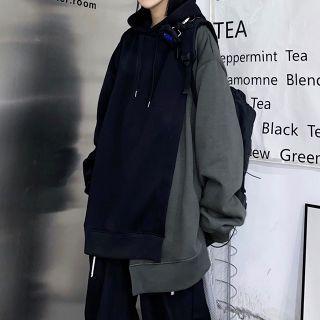 Couple Matching Two Tone Asymmetric Hoodie