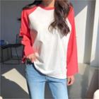 Round-neck Reglan-sleeve T-shirt