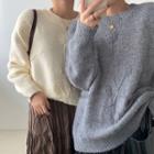 Round-neck Plain Loose-fit Sweater