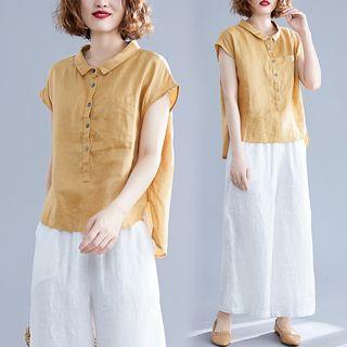 Plain Lapel Short-sleeve Shirt