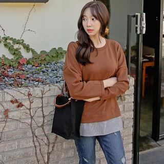 Drop-shoulder Layered-hem T-shirt