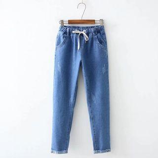 Duck Embroidered Straight Cut Jeans
