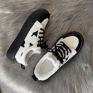 Lace-up Fleece-lined Platform Sneakers