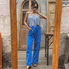 Adjustable Tab-waist Wide-leg Pants