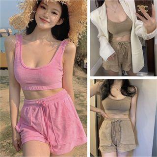Plain Cropped Tank Top / Plain Shorts