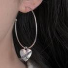 Heart Dangle Alloy Open Hoop Earring 1 Pair - 2247a - Heart - Silver Pin - Silver - One Size