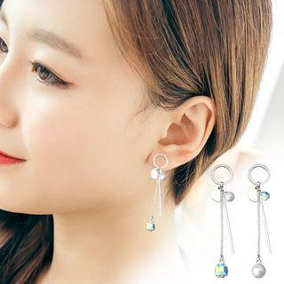 Faux Pearl Faux Crystal Fringed Earring 01 - One Size