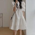 Short-sleeve Plain Crinkled Dress