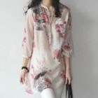 Floral Print 3/4-sleeve Tunic
