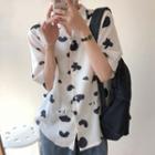 Cow Print Short-sleeve Shirt As Shown In Figure - One Size