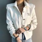 Collared Metallic-button Tweed Jacket
